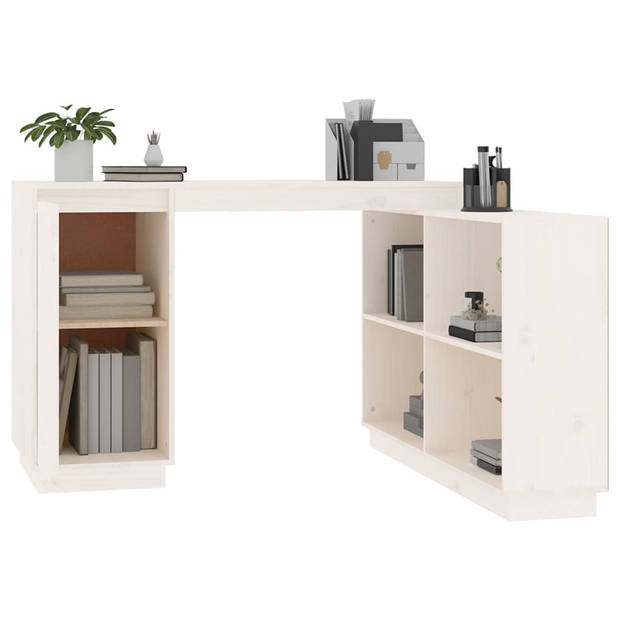 The Living Store Bureau Computer - Wit - 110 x 50 x 75 cm - Massief grenenhout