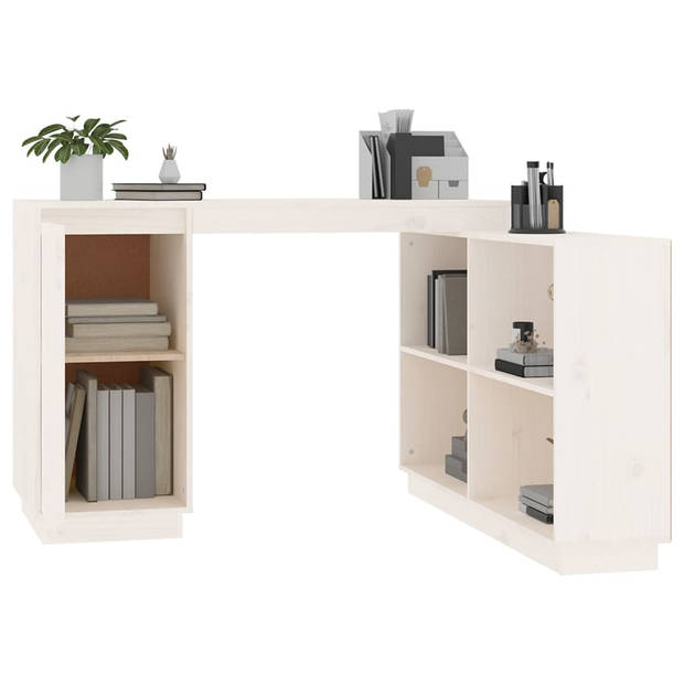 vidaXL Bureau 110x50x75 cm massief grenenhout wit