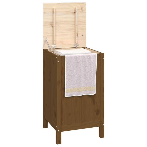 The Living Store Wasmand Massief Grenenhout - 44x44x76 cm - Honingbruin