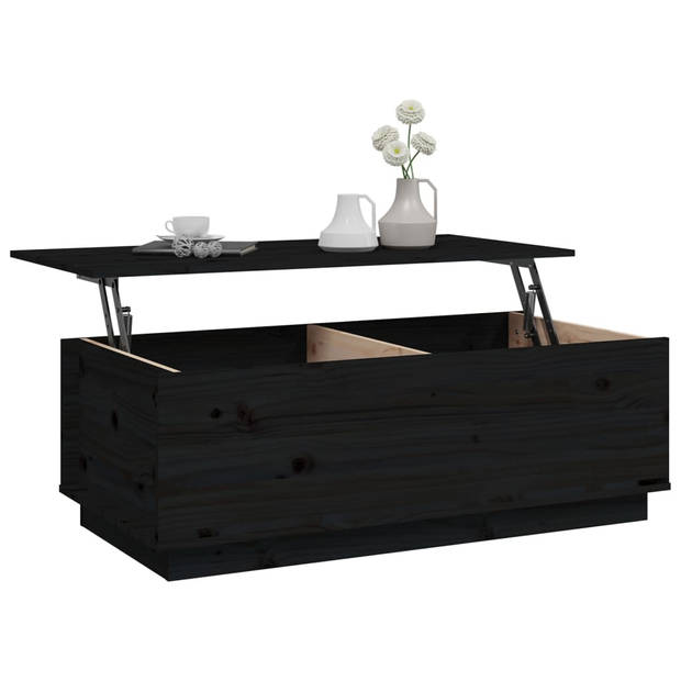 vidaXL Salontafel 100x50x35 cm massief grenenhout zwart