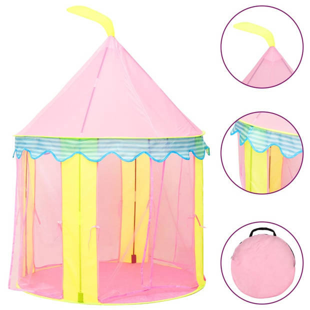 vidaXL Kinderspeeltent met 250 ballen 100x100x127 cm roze