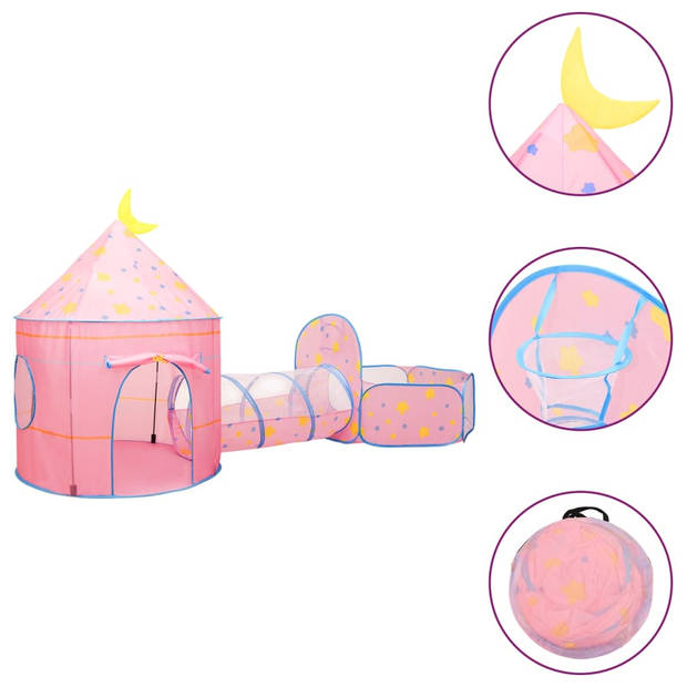 vidaXL Kinderspeeltent met 250 ballen 301x120x128 cm roze