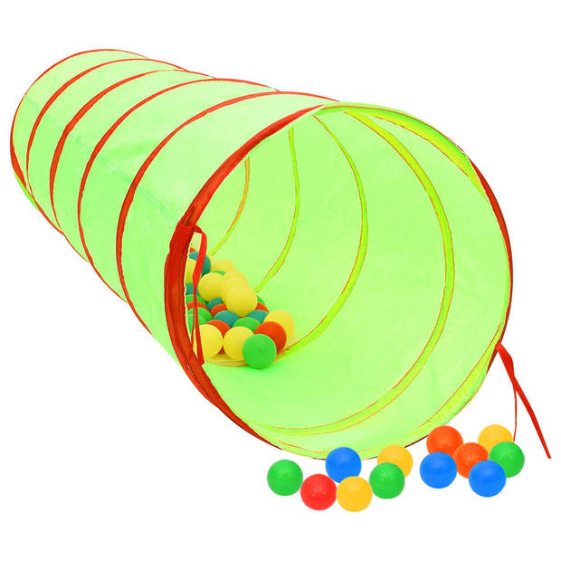 vidaXL Kinderspeeltunnel met 250 ballen 175 cm polyester groen