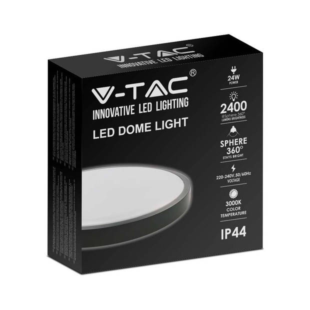 V-TAC VT-8624B-RD LED ronde plafonnière - Zwart - 295mm - IP44 - 24W - 2400 Lumen - 4000K