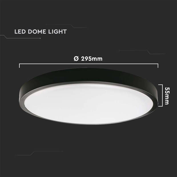 V-TAC VT-8624B-RD LED ronde plafonnière - Zwart - 295mm - IP44 - 24W - 2400 Lumen - 4000K