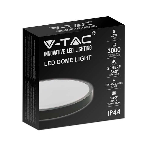V-TAC VT-8630B-RD LED ronde plafonnière - Zwart - 420mm - IP44 - 30W - 3000 lumen - 6500K