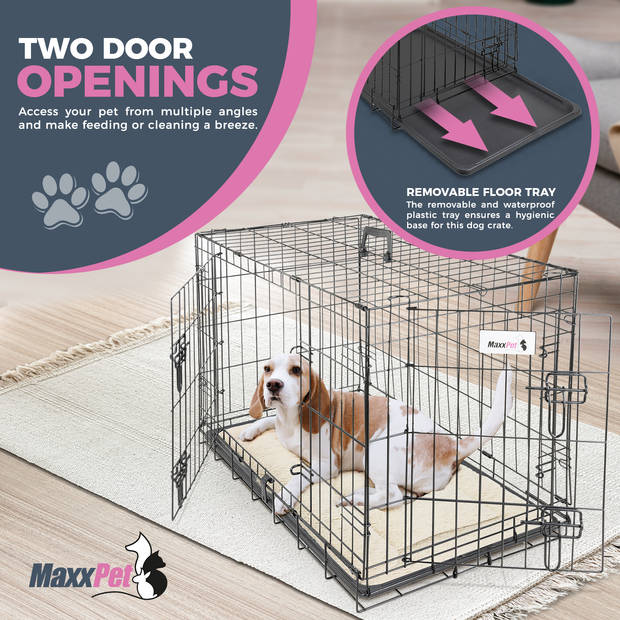 MaxxPet Hondenbench - Bench - Bench voor honden - Hondenbench Opvouwbaar - Incl. Plaid - 91 x 57 x 64 cm