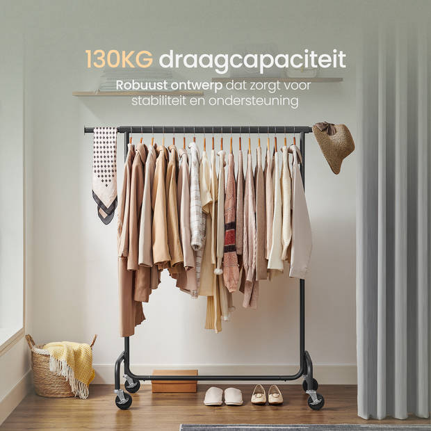 O’DADDY® Kledingrek zwart - 4 grote wielen – verstelbaar - stabiel tot 130kg