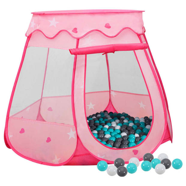 vidaXL Kinderspeeltent met 250 ballen 102x102x82 cm roze