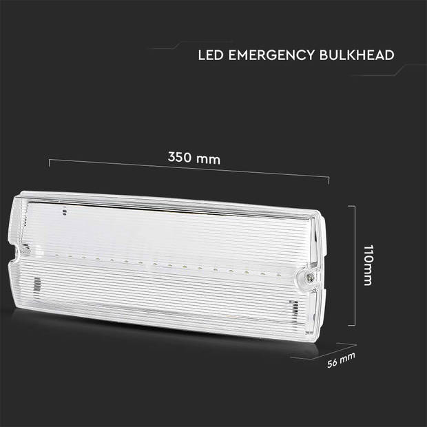 V-TAC VT-997 Bulkheads Noodverlichting - 24 - Uur - IP65 - Wit - 3W - 120 Lumen - 6400K