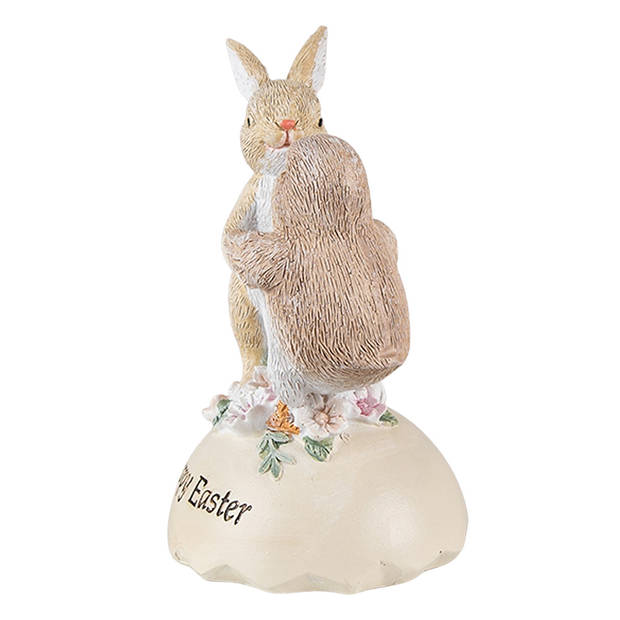 Clayre & Eef Beeld Dieren 13 cm Beige Bruin Polyresin Happy Easter Woonaccessoires Beige Woonaccessoires