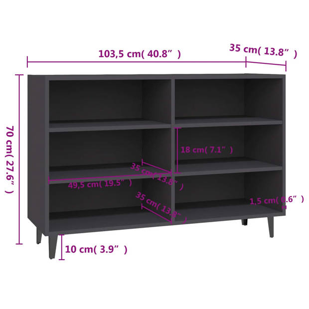 vidaXL Dressoir 103,5x35x70 cm bewerkt hout grijs