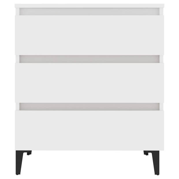 The Living Store Dressoir Industriële Stijl - 60 x 35 x 69 cm - Wit - Met 3 lades