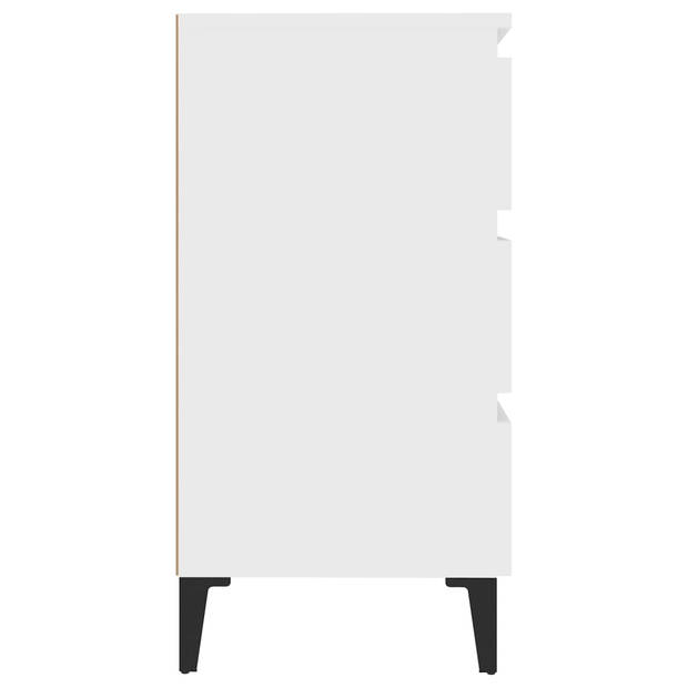 The Living Store Dressoir Industriële Stijl - 60 x 35 x 69 cm - Wit - Met 3 lades