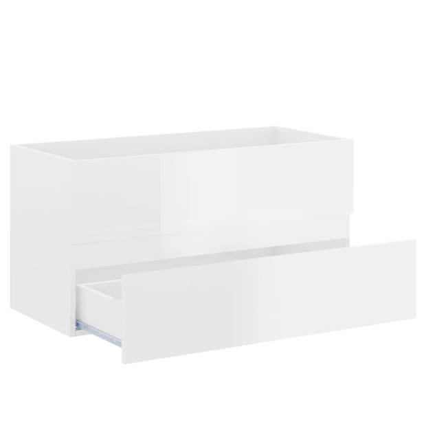 The Living Store Wastafelkast - Wastafelkast - 90 x 38.5 x 45 cm - Ken- Hoogglans wit spaanplaat