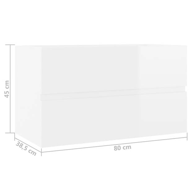 The Living Store Gootsteenkast - Spaanplaat - 80x38.5x45 cm - Hoogglans wit