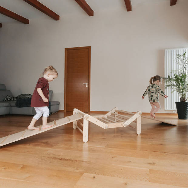 Ette Tete Fipitri klimrek van hout met gljbaan Indoor klimrek voor kinderen