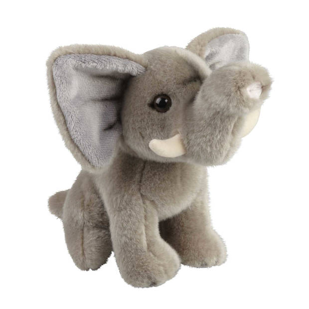 Knuffeldieren set olifant en giraffe pluche knuffels 18 cm - Knuffeldier