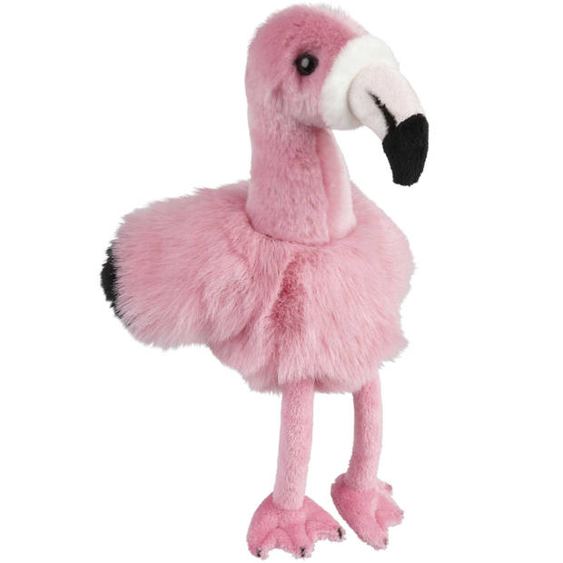 Knuffeldieren set papegaai en flamingo pluche knuffels 18 cm - Vogel knuffels