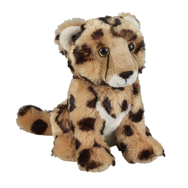 Knuffeldieren set leeuw en cheetah luipaard pluche knuffels 18 cm - Knuffeldier