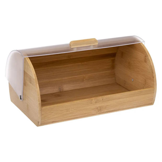 Broodtrommel met afsluitbare klep 38 x 28 x 18 cm - Bamboe/Kunststof - Broodtrommels