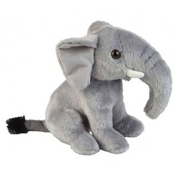 Knuffeldieren set leeuw en olifant pluche knuffels 18 cm - Knuffeldier