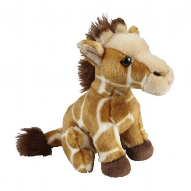 Knuffeldieren set olifant en giraffe pluche knuffels 18 cm - Knuffeldier