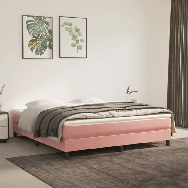 vidaXL Pocketveringmatras 160x200x20 cm fluweel roze