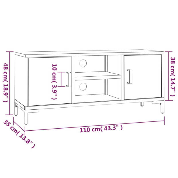 vidaXL Tv-meubel 110x35x48 cm massief grenenhout bruin