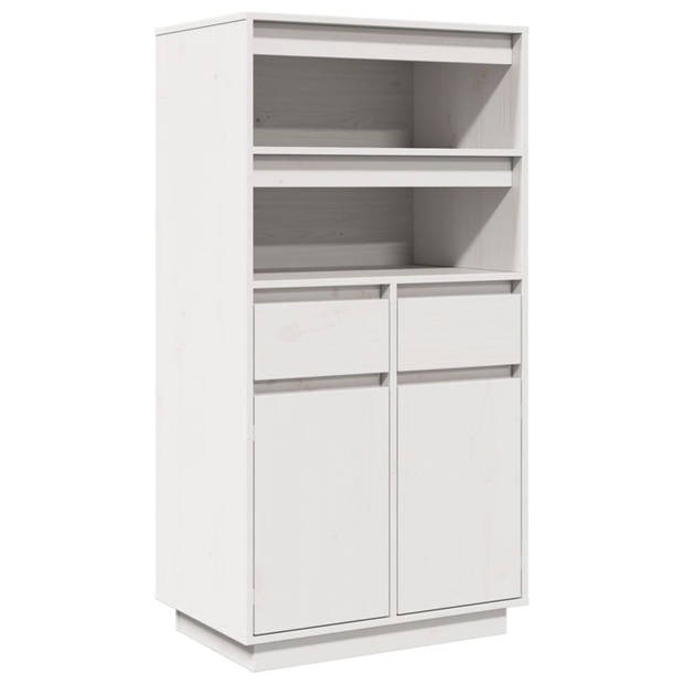 vidaXL Hoge kast 60x40x116,5 cm massief grenenhout wit