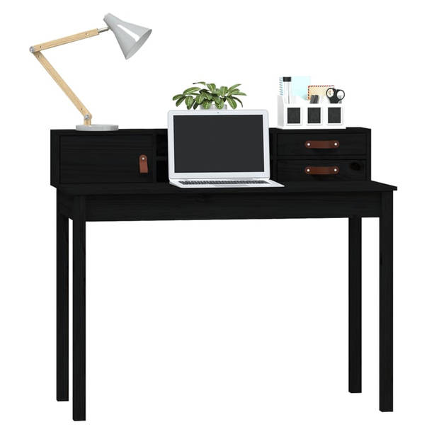 vidaXL Bureau 110x50x93 cm massief grenenhout zwart