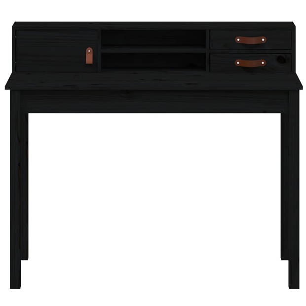 vidaXL Bureau 110x50x93 cm massief grenenhout zwart