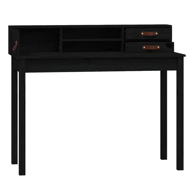 vidaXL Bureau 110x50x93 cm massief grenenhout zwart