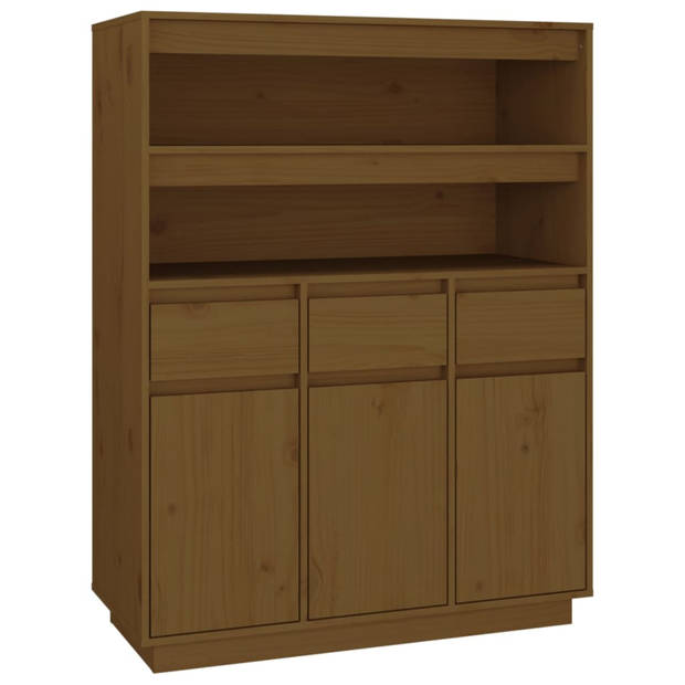 vidaXL Hoge kast 89x40x116,5 cm massief grenenhout honingbruin