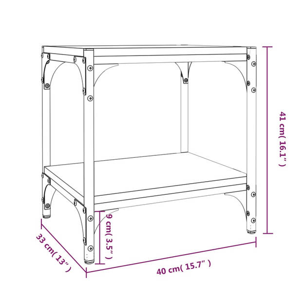 vidaXL Tv-meubel 40x33x41 cm bewerkt hout en staal sonoma eikenkleurig