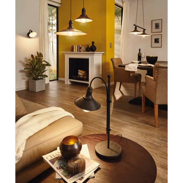 EGLO Stockbury - Hanglamp - 1 Lichts - Ø360mm. - Antiek Bruin, Beige