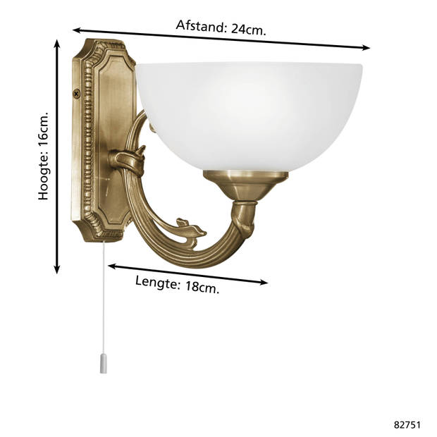 EGLO Savoy - Wandlamp - 1 Lichts - Brons - Wit