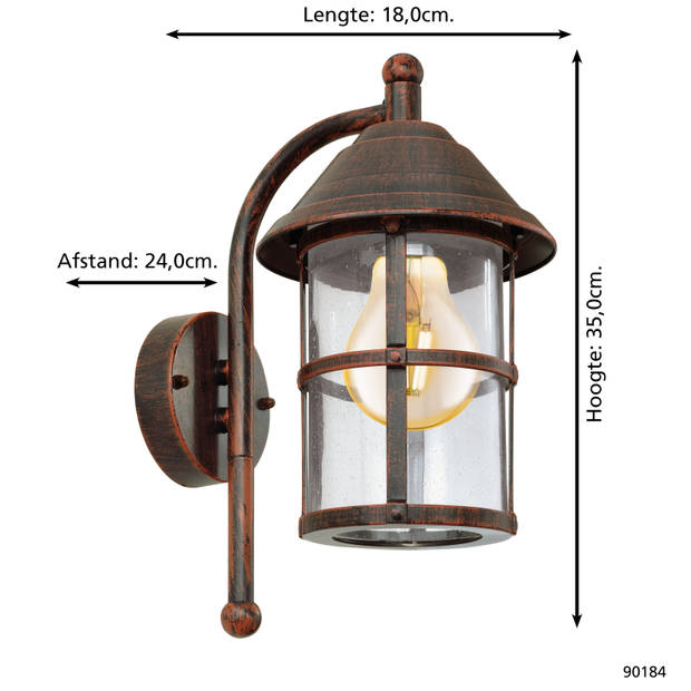 EGLO San Telmo - Buitenverlichting - Wandlamp - Antiek-Bruin - Helder