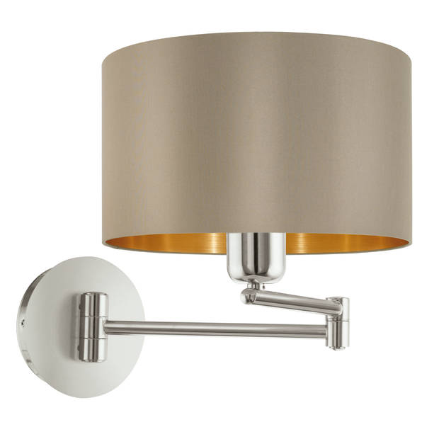 EGLO Maserlo - Wandlamp - 1 Lichts - ø23cm - Nikkel-Mat - Taupe - Goud