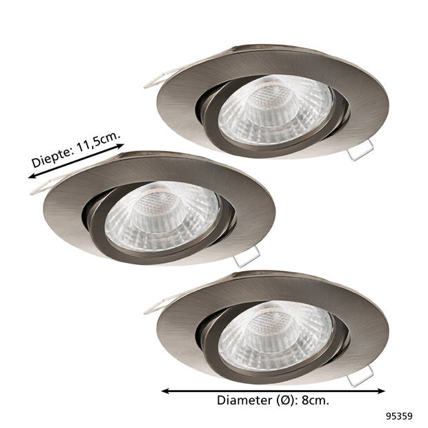 EGLO Tedo 1 - Inbouwspot - 3 Lichts - Nikkel-Mat