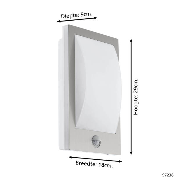 EGLO Verres Wandlamp Voor buiten - E27 - IP44 - RVS/Wit