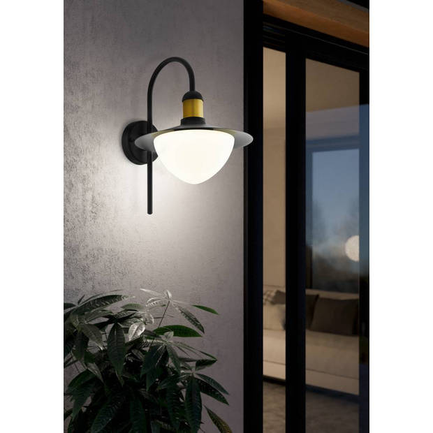 EGLO Sirmione Wandlamp Voor buiten - IP44 - Zwart/Goud