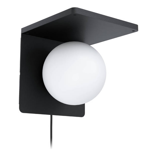 EGLO Ciglie Wandlamp met QI lader - 18 cm. - E14 - Zwart, wit