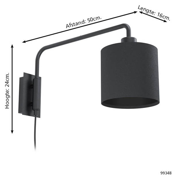 EGLO Staiti 1 - Wandlamp - E27 - 16 cm - Zwart
