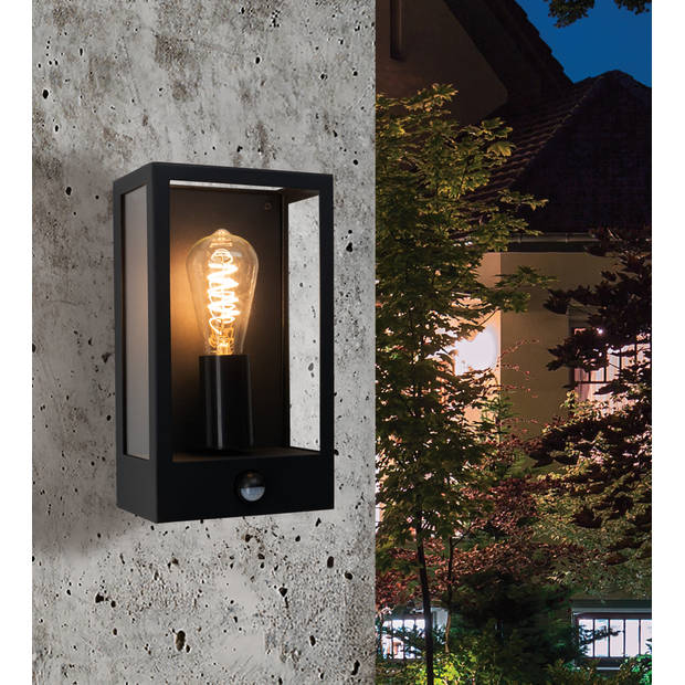 EGLO Alamonte Wandlamp Buiten - E27 - 29,5 cm - Zwart - Sensor