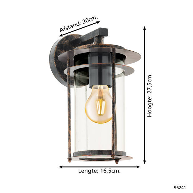 EGLO Valdeo Wandlamp Buiten - E27 - 27,5 cm - Koper Antiek