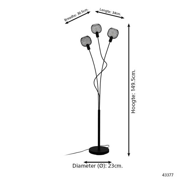 EGLO Wrington 1 Vloerlamp - E14 - 149,5 cm - Zwart