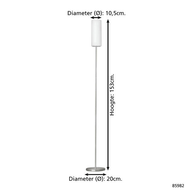 EGLO Troy 3 Vloerlamp - E27 - 153 cm - Grijs/Wit