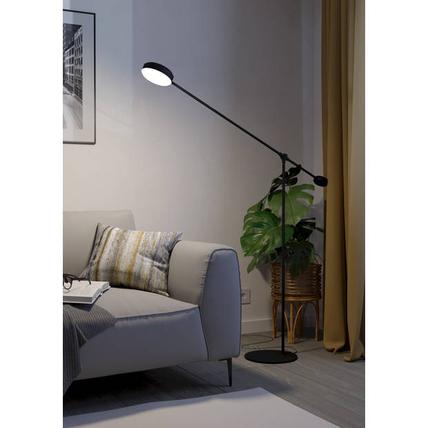 EGLO Clavellina Vloerlamp - LED - 160,5 cm - Zwart/Wit - Dimbaar