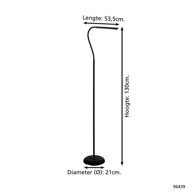 EGLO Laroa Vloerlamp - LED - 130 cm - Zwart - Dimbaar